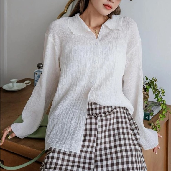 SHEIN- dazy solid drop shoulder button up shirt - Picture 5 of 6